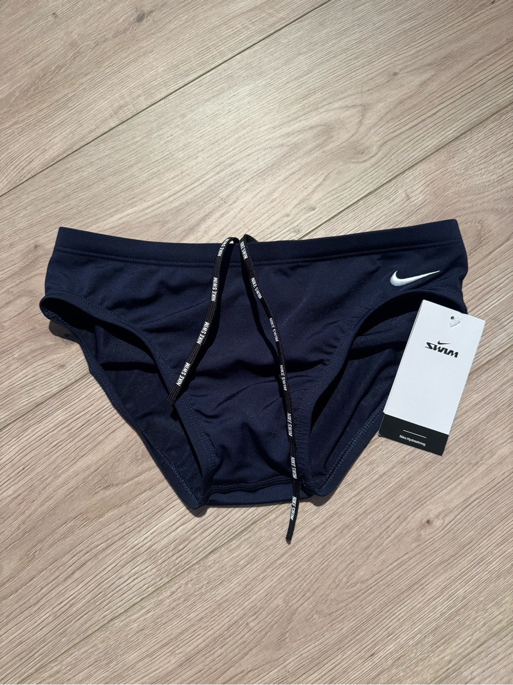 Nike Navy Hydrastrong Swim Briefs with White Swoosh